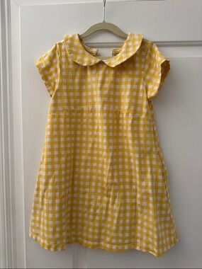 Hanna Andersson Yellow and White Gingham Peter Collar Dress